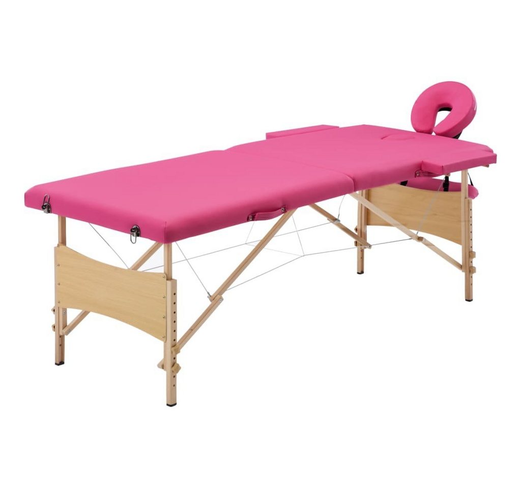 vidaXL Massageliege Massageliege Klappbar 2-Zonen mit Holzgestell Rosa von vidaXL