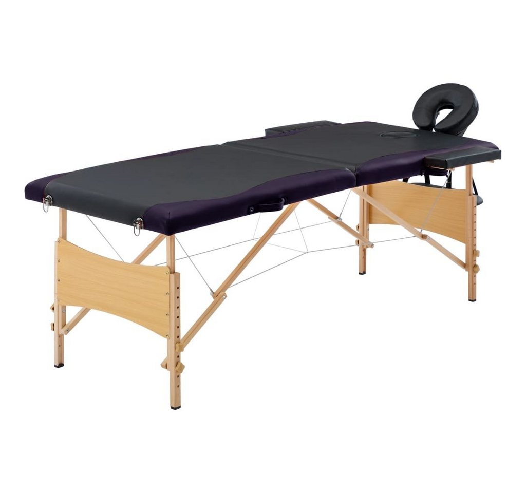 vidaXL Massageliege Massageliege Klappbar 2-Zonen mit Holzgestell Schwarz von vidaXL