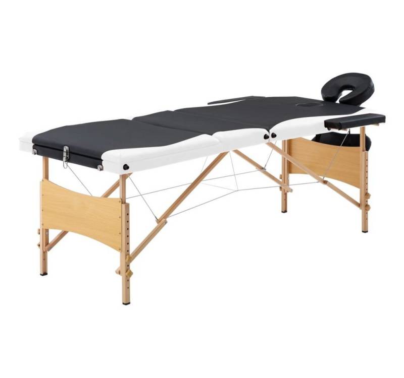 vidaXL Massageliege Massageliege Klappbar 3-Zonen mit Holzgestell Schwarz und Weiß von vidaXL