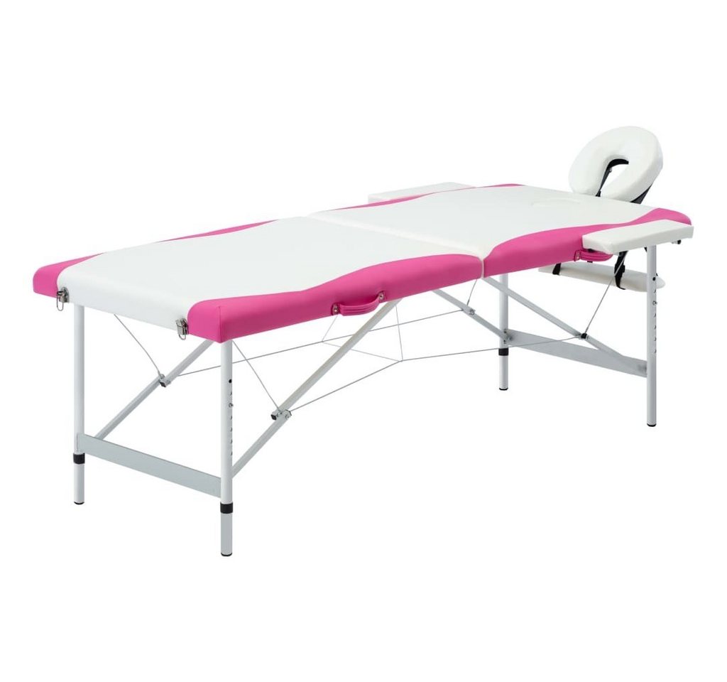 vidaXL Massageliege Massageliege Klappbar 2-Zonen Aluminiumgestell Weiß und Rosa von vidaXL