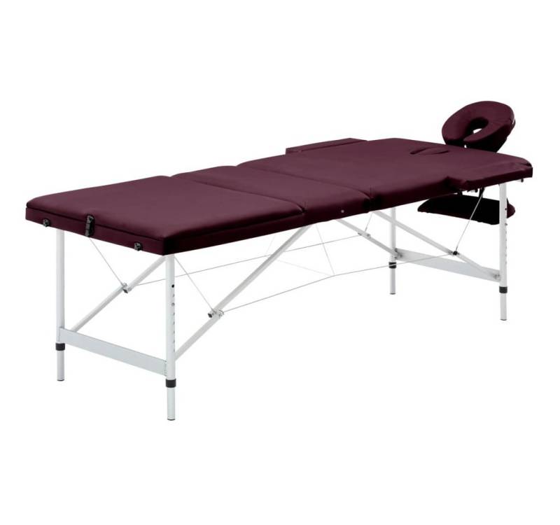 vidaXL Massageliege Massagetisch Klappbar 3 Zonen Aluminium Dunkellila von vidaXL