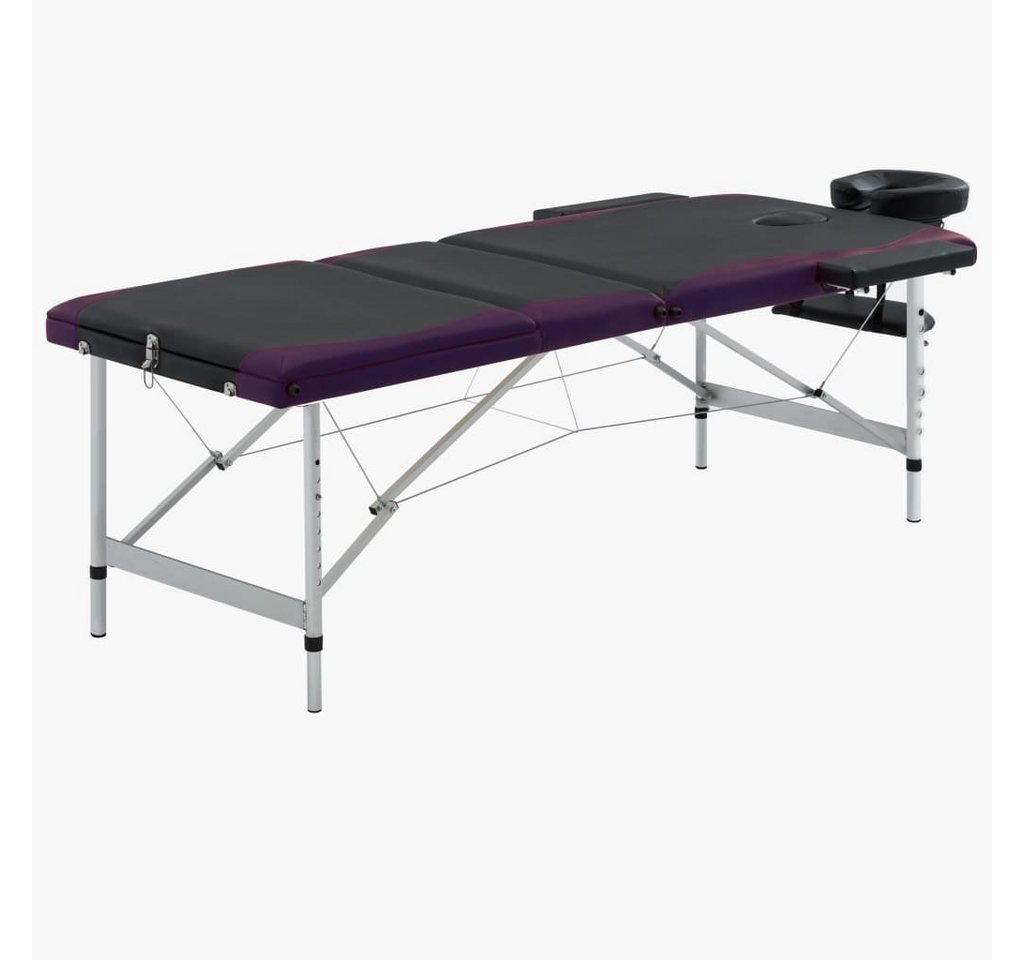 vidaXL Massageliege Massageliege Klappbar 3-Zonen Aluminiumgestell Schwarz und Lila von vidaXL