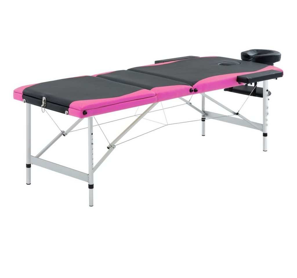 vidaXL Massageliege Massageliege Klappbar 3-Zonen Aluminiumgestell Schwarz und Rosa von vidaXL