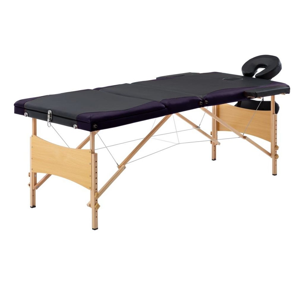 vidaXL Massageliege Massagetisch Klappbar 3 Zonen Holz Schwarz und Lila von vidaXL