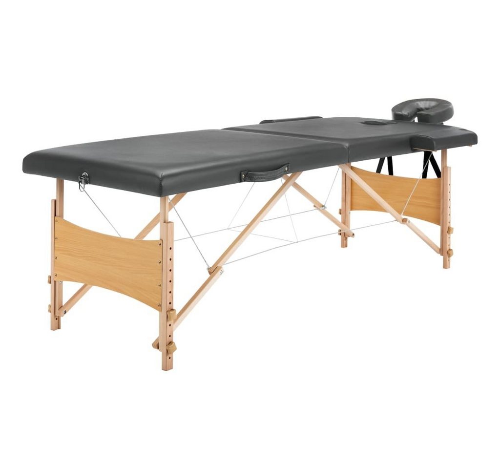 vidaXL Massageliege Massagetisch mit 2 Zonen Holzrahmen Anthrazit 186×68 cm von vidaXL