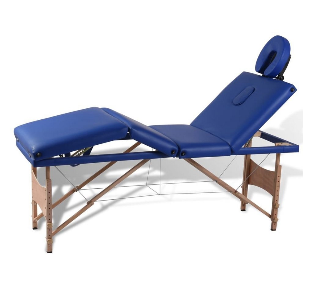 vidaXL Massageliege Massageliege Klappbar 4-Zonen mit Holzgestell Blau von vidaXL