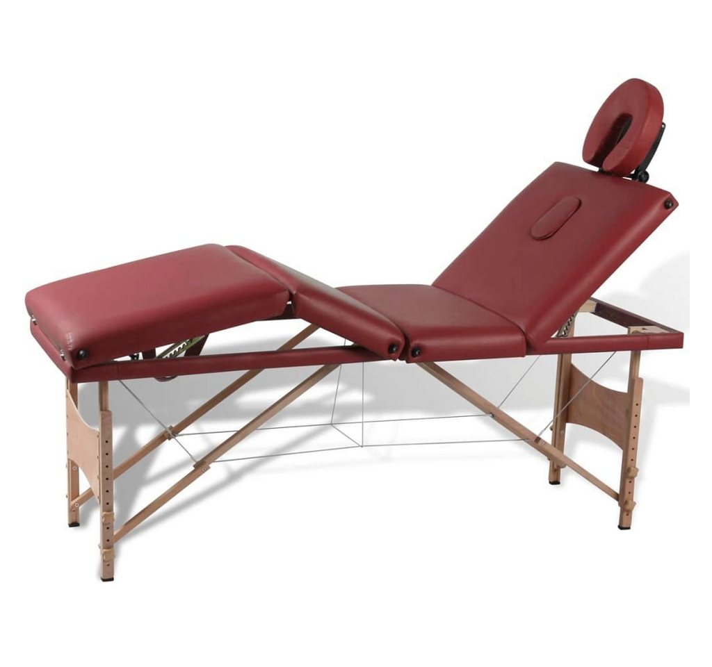 vidaXL Massageliege Massagetisch mit Holzrahmen, faltbar 4 Zonen Rot von vidaXL