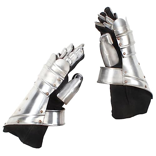 vidaXL Mittelalterliche Panzerhandschuhe Ritter Eisen Handschuhe Replik für LARP Cosplay Theaterrequisiten Ritterhandschuhe Ritter Rüstung Reenactment Silbern Stahl von vidaXL