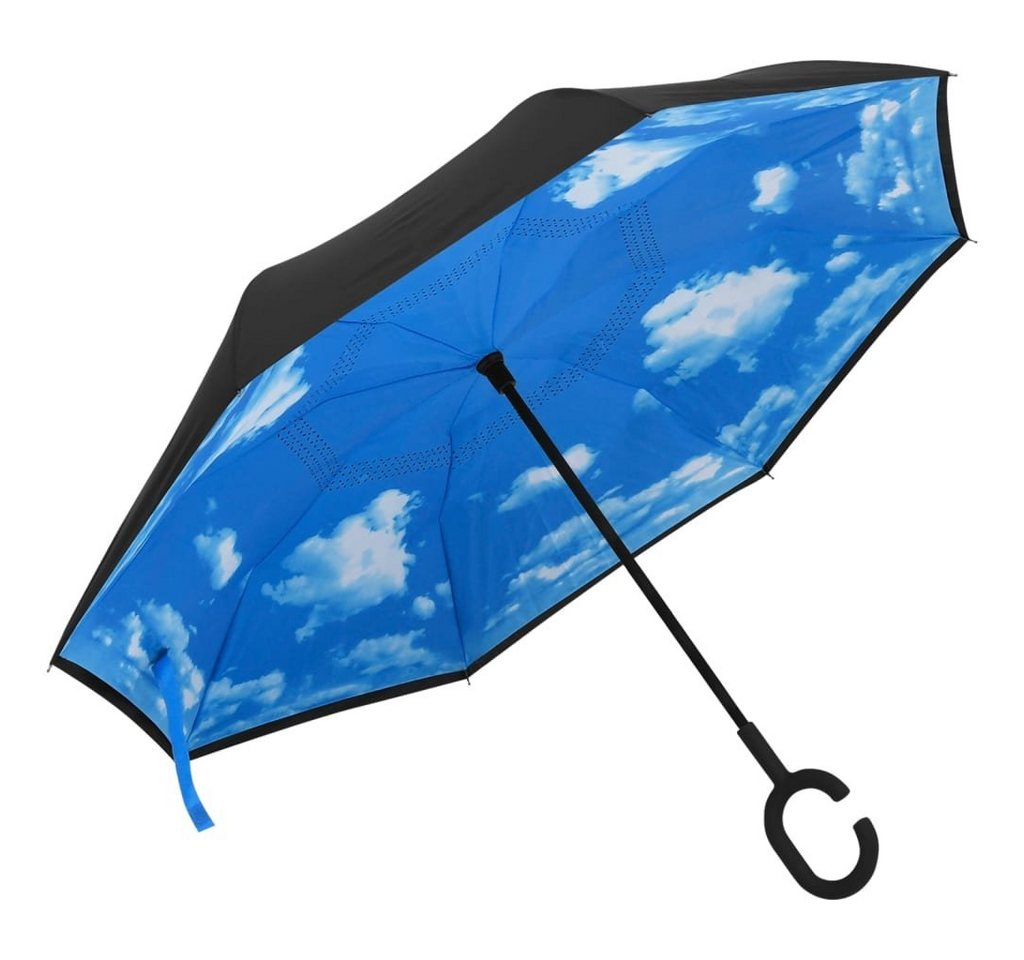 vidaXL Stockregenschirm Regenschirm C-Griff Schwarz 108 cm von vidaXL