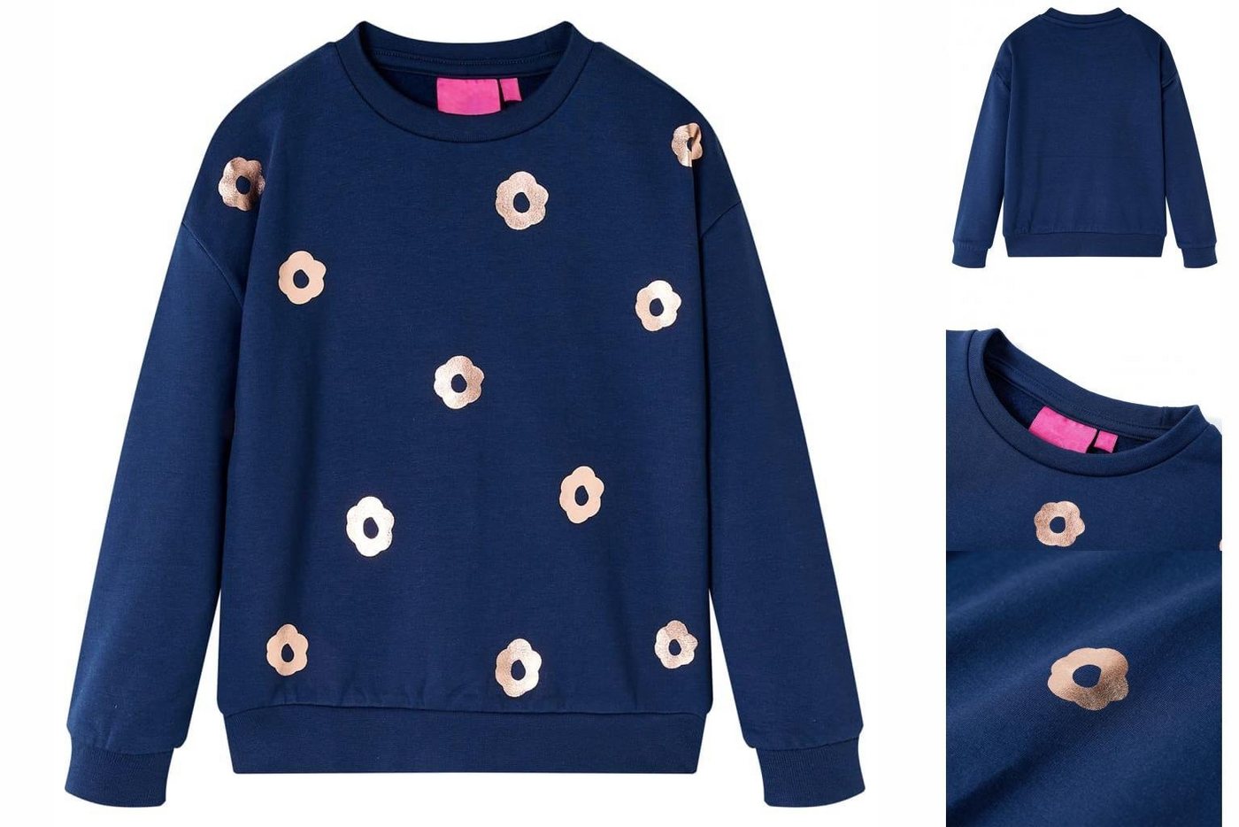 vidaXL Strickpullover Kinder-Sweatshirt mit Blumenmuster Marineblau 92 von vidaXL