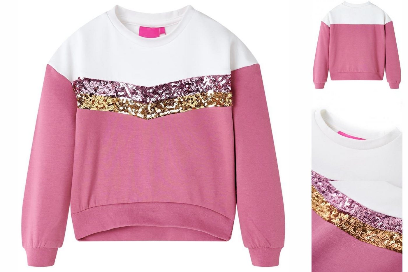 vidaXL Strickpullover Kinder-Sweatshirt mit Streifen aus Pailletten Himbeerrosa 92 von vidaXL