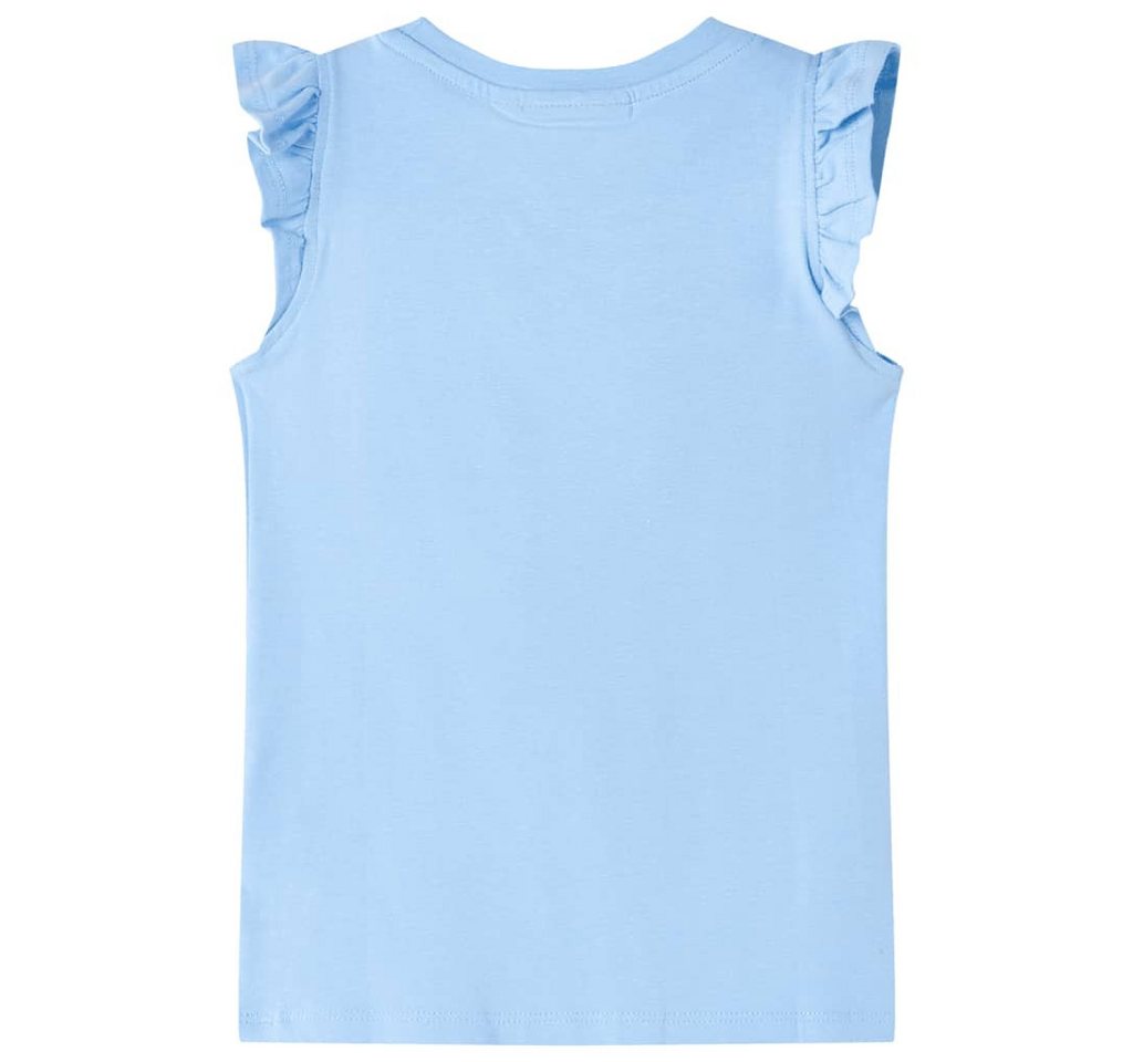 vidaXL T-Shirt Kinder-T-Shirt mit Rüschenärmeln Hellblau 128 von vidaXL