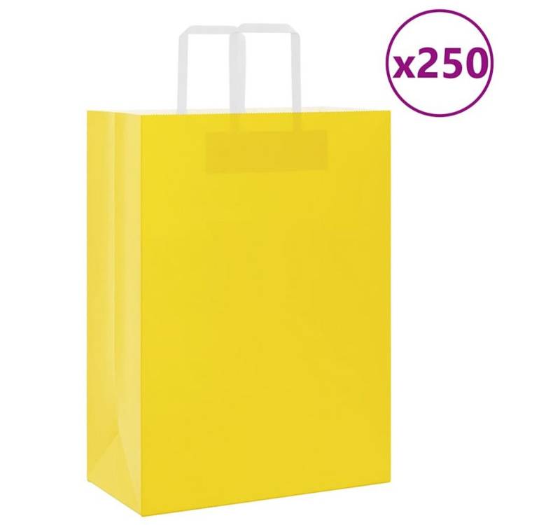 vidaXL Tragetasche, Papiertragetaschen 250 Stk. mit Henkeln Gelb 32x17x44 cm von vidaXL