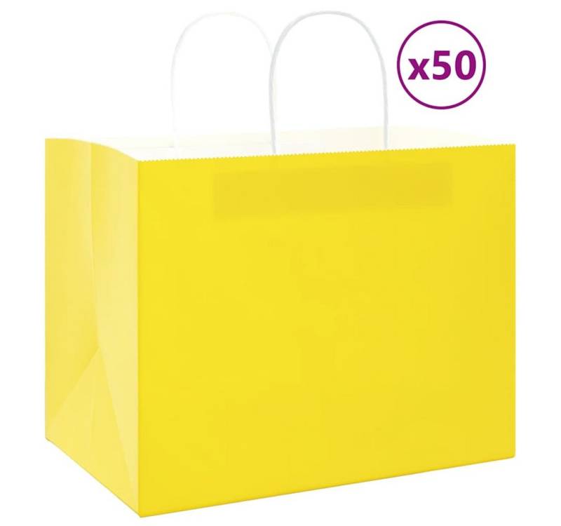 vidaXL Tragetasche, Papiertragetaschen 50 Stk. mit Henkeln Gelb 32x22x24 cm von vidaXL