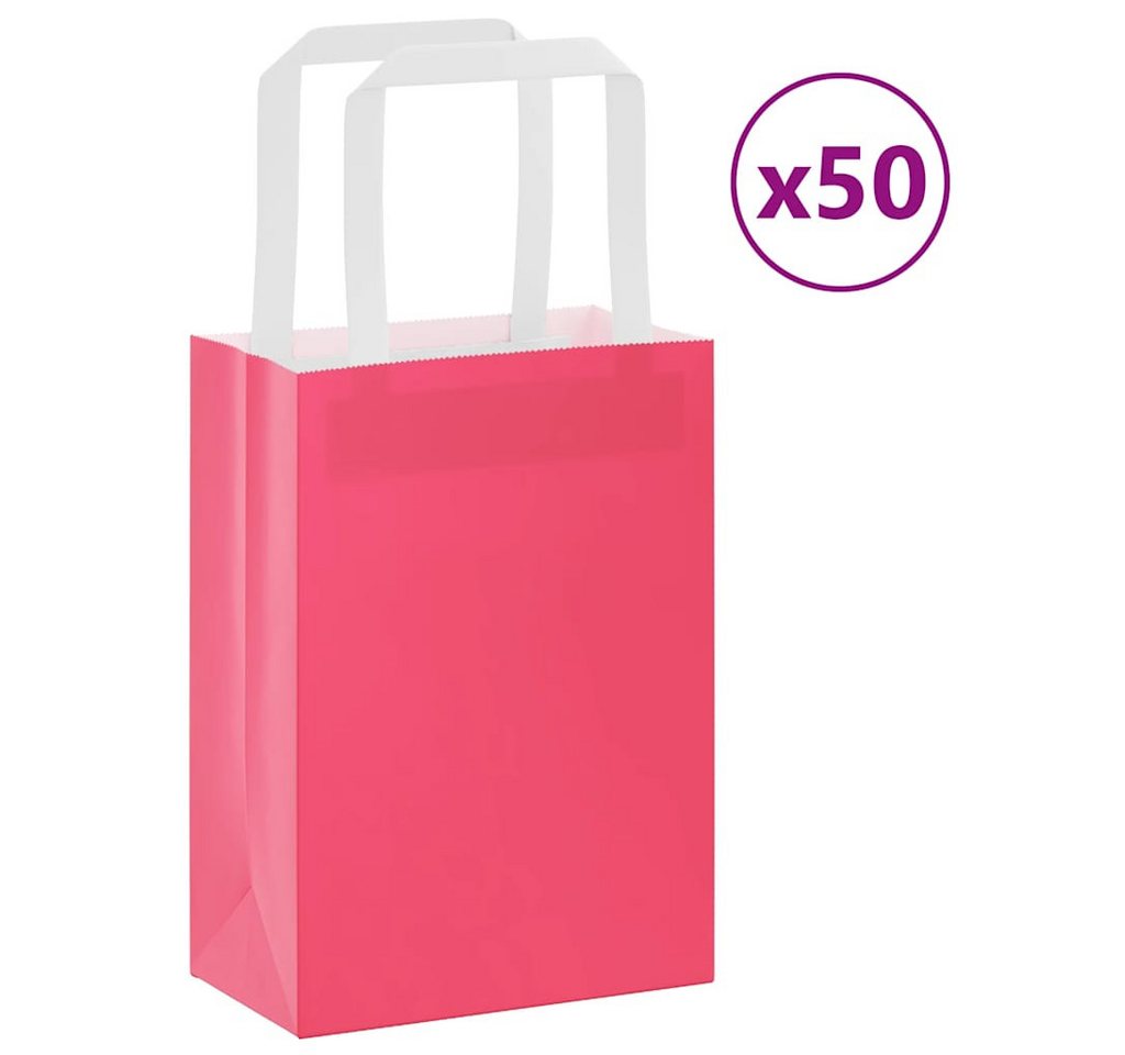 vidaXL Tragetasche, Papiertragetaschen 50 Stk. mit Henkeln Rosa 15x8x21 cm von vidaXL