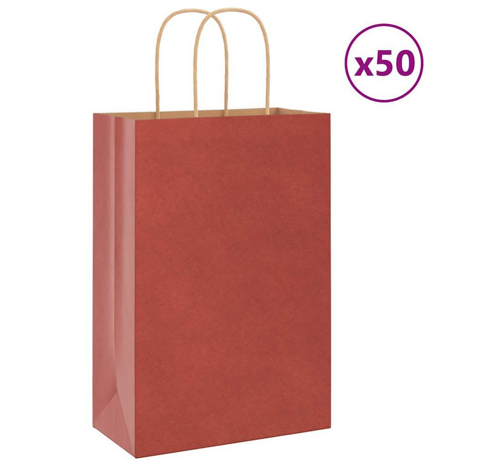 vidaXL Tragetasche, Papiertragetaschen 50 Stk. mit Henkeln Rot 21x11x31 cm von vidaXL