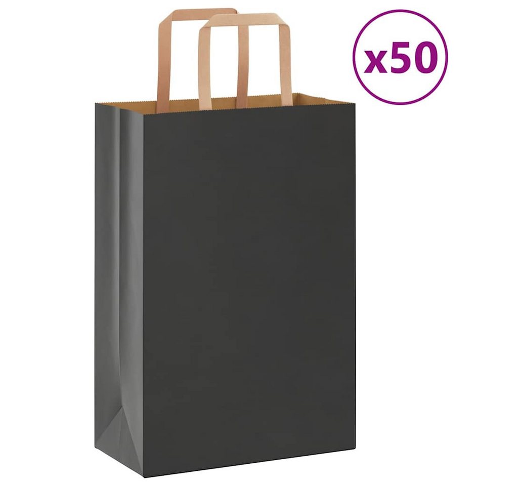 vidaXL Tragetasche, Papiertragetaschen 50 Stk. mit Henkeln Schwarz 21x11x31 cm von vidaXL