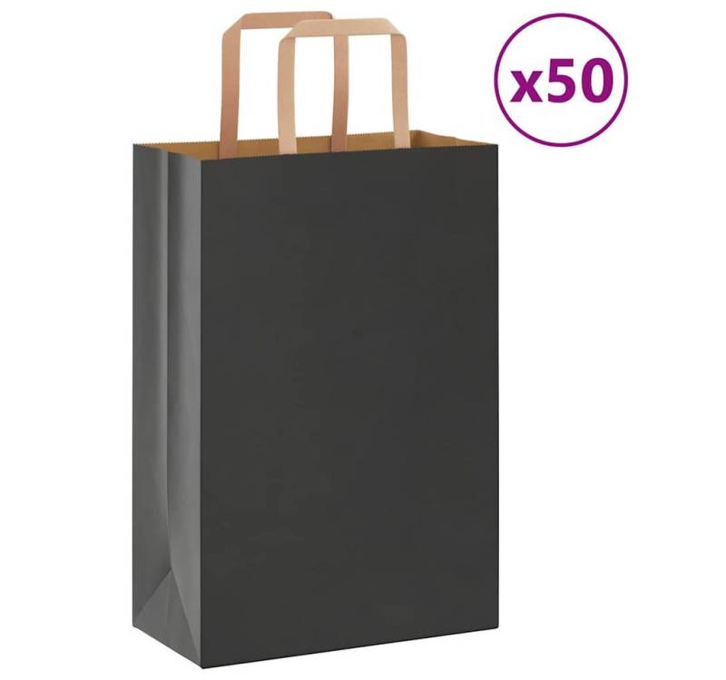 vidaXL Tragetasche, Papiertragetaschen 50 Stk. mit Henkeln Schwarz 21x11x31 cm von vidaXL