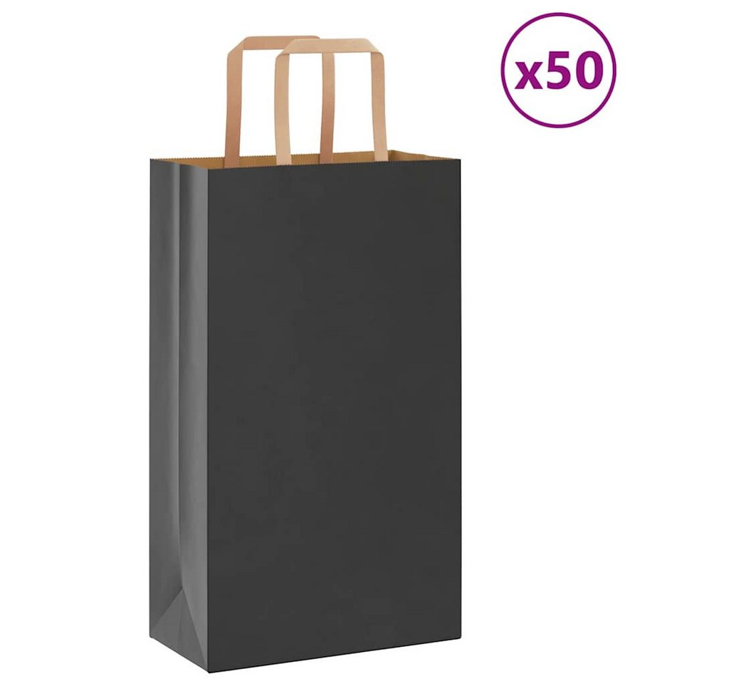 vidaXL Tragetasche, Papiertragetaschen 50 Stk. mit Henkeln Schwarz 21x11x36 cm von vidaXL