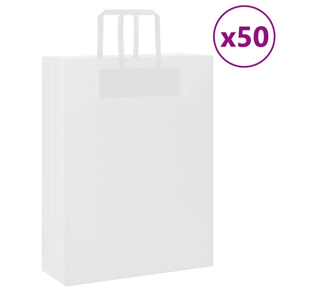 vidaXL Tragetasche, Papiertragetaschen 50 Stk. mit Henkeln Weiß 32x12x42 cm von vidaXL