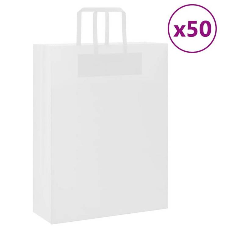 vidaXL Tragetasche, Papiertragetaschen 50 Stk. mit Henkeln Weiß 32x12x42 cm von vidaXL