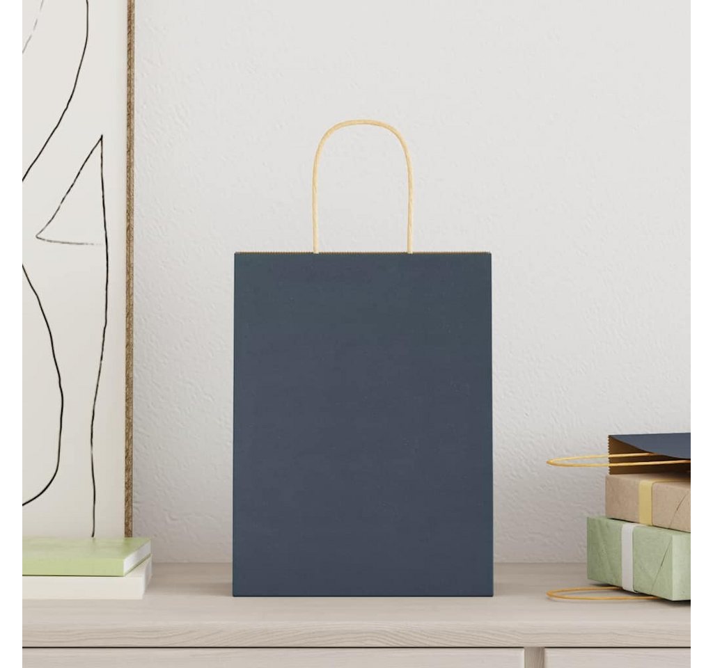 vidaXL Tragetasche Papiertragetaschen 250 Stk. mit Henkeln Blau 18x8x22 cm (250-tlg) von vidaXL