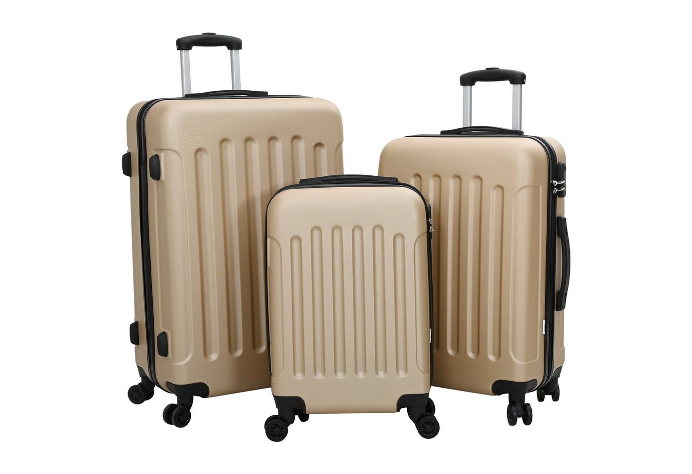 vidaXL Trolley Kofferset 3 Teile Hartschale Champagner 20'' 24'' 28'' ABS von vidaXL