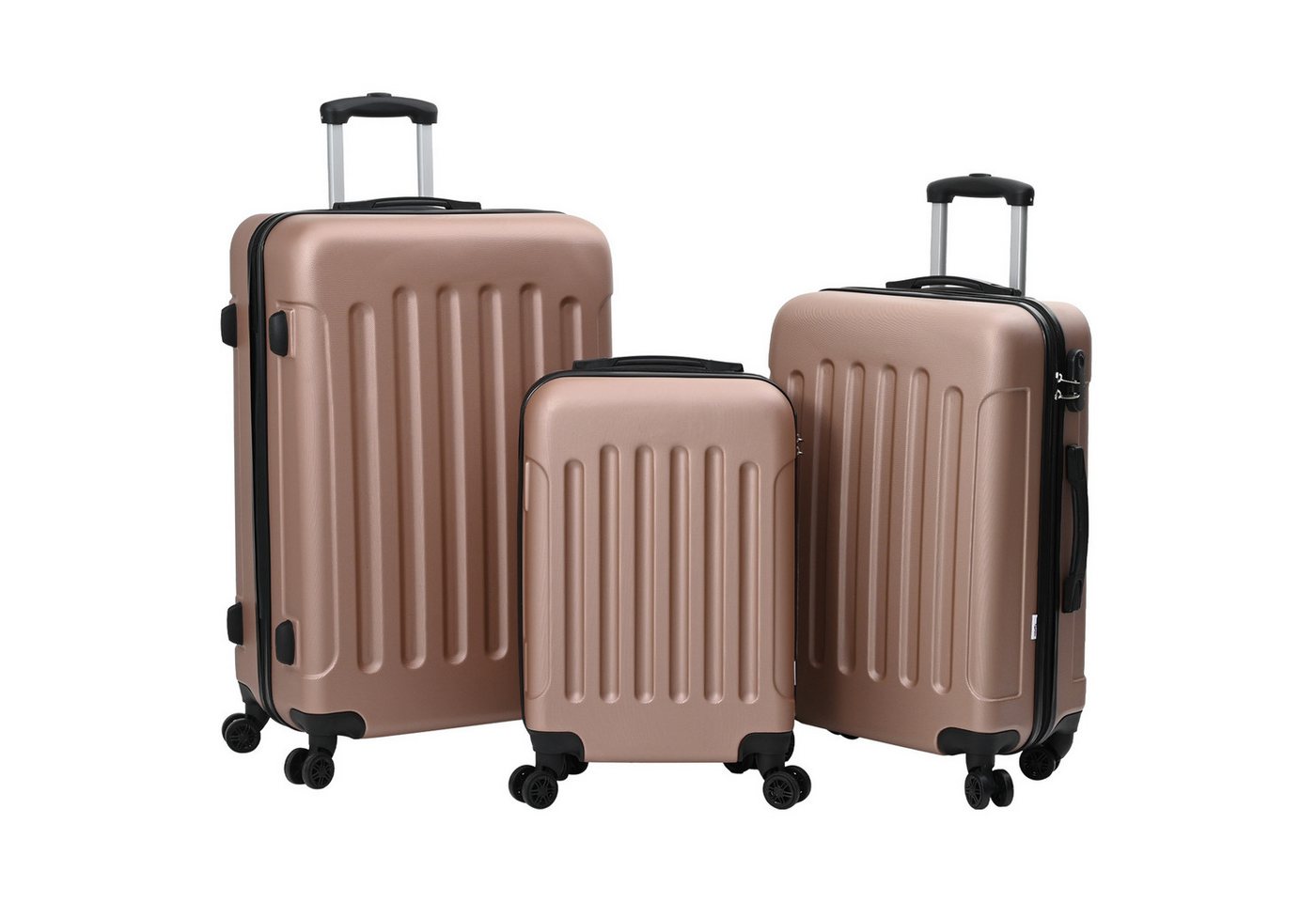 vidaXL Trolley Kofferset 3 Teile Hartschalen Rosa Gold 20” 24” 28” ABS von vidaXL