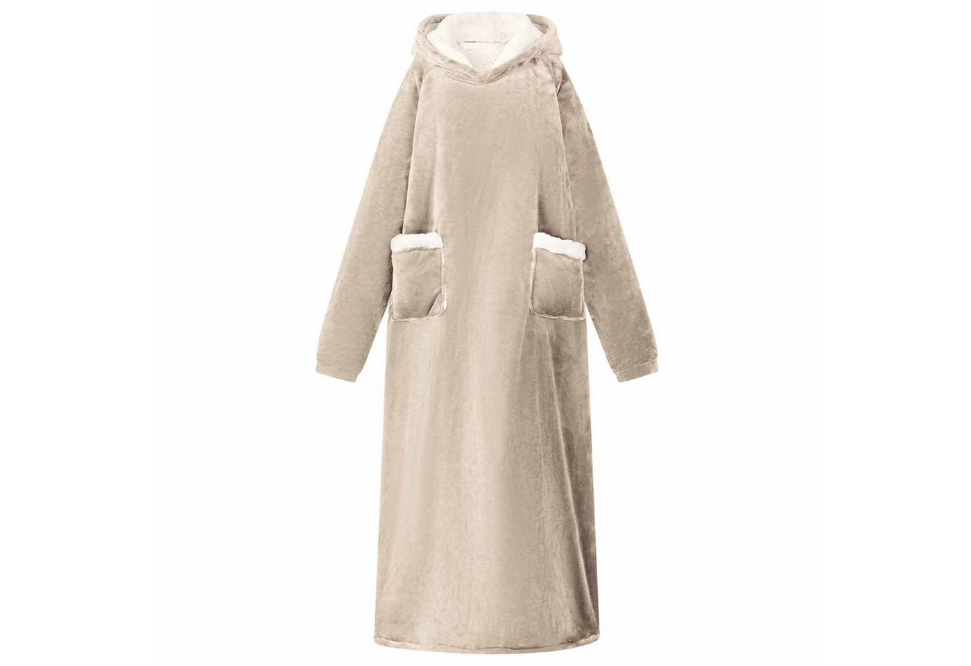 vidaXL Unisex-Bademantel Decken-Hoodie Beige L Fleece und Flanell, Vlies von vidaXL