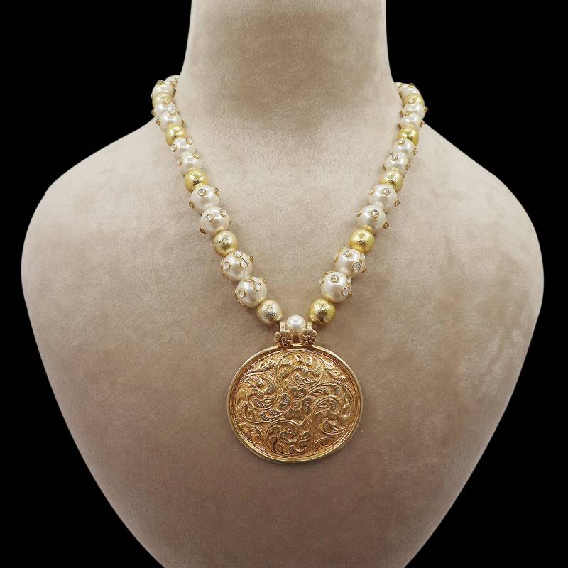 Schöne Perlen-Stein-Halskette 18K Gold Überzogene 925 Sterlingsilber-Anhänger-Halskette, Großverkauf-Edelstein-Halskette Schöne Perlen-Stein-Halskette 18K Gold Überzogene 925 Sterlingsilber-Anhänger-Halskette, Großverkauf-Edelstein-Halskette von viditajewels
