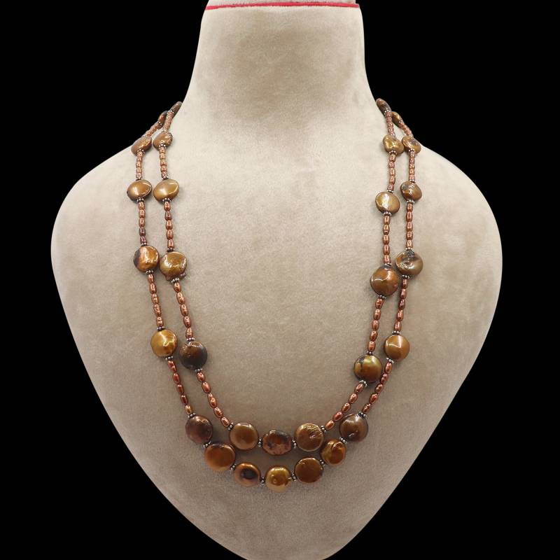 Schöne Perlen String Halskette Schmuck, Briolette Edelstein Halskette, Braune Münze Perle Handgemachter Schmuck Schöne Perlen String Halskette Schmuck, Briolette Edelstein Halskette, Braune Münze Perle Handgemachter Schmuck von viditajewels