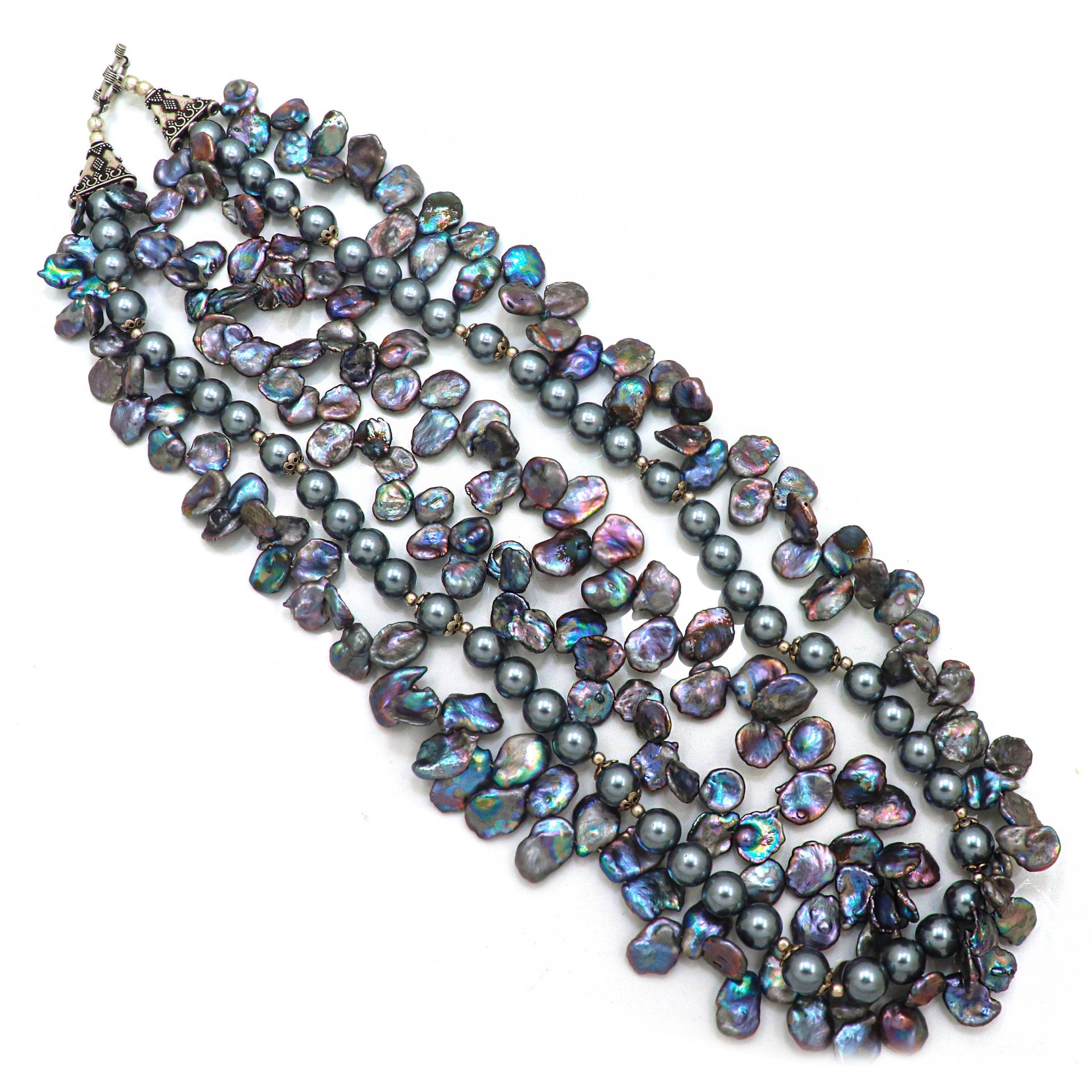 Titan Perle Münze Halskette, Vintage 925 Sterling Silber Statement Party Wear Boho Halskette Titan Perle Münze Halskette, Vintage 925 Sterling Silber Statement Party Wear Boho Halskette von viditajewels