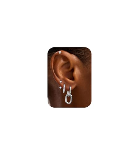 VIDONIO 4 Paar Ohrringe Silber 925 Set für Damen - Ohrringe Gold Kleine Creolen & Ohrstecker Hypoallergen 14K Vergoldet Zirkonia Stapelbar Wasserdicht, Knorpel Schmuck für Mehrere Piercings von vidonio