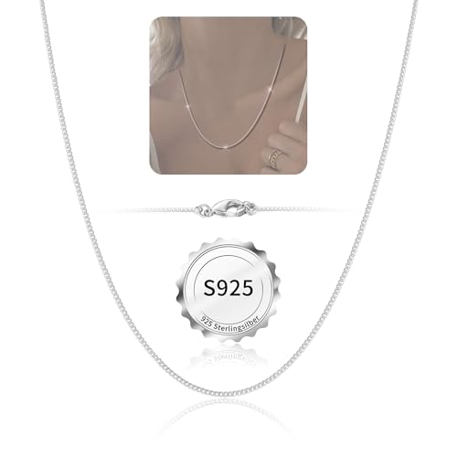 vidonio Kette Silber 925 Damen Ohne Anhänger, Verstellbare Halskette Damen Silber 925 mit Länge(47cm+5cm), Wasserfeste 1,5mm Feine Ankerkette, Eleganter Sterling Schmuck Geschenk für Frauen Mädchen von vidonio