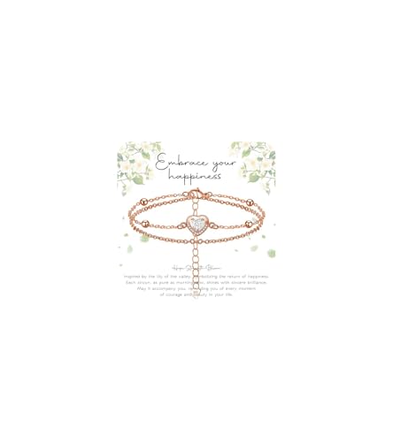 vidonio Layered Herz Armband Damen 925 Sterling Silber mit Herzen Cubic Zirkonia,Armband Rosegold Damen Verstellbare Armkette Muttertag Geburtstags Weihnachten Geschenke für Frauen Mädchen von vidonio