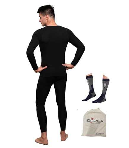 vienberg Herren Winter Thermo Unterwäsche Set 3tlg. | Unterhose + Unterhemd l + Thermal Socken | Funktionsunterwäsche Thermo-Aktiv | Schwarz | Made in EU (Schwarz, M) von vienberg