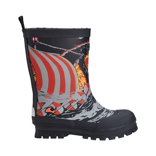 Viking Jolly Print Rubber Boots, Black/Sun, 21 von Viking