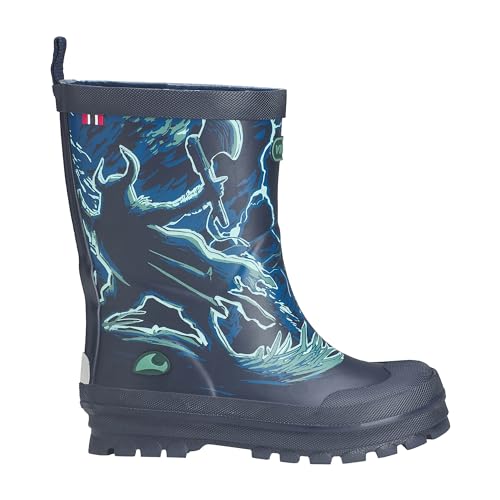 Viking Jolly Print Rubber Boots, Navy/Bluegreen, 24 von Viking