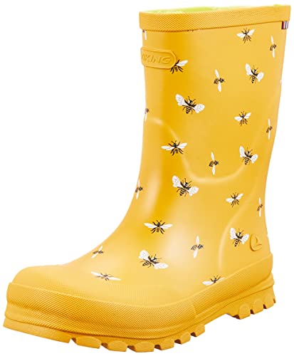 Viking Unisex Kinder Jolly print Gummistiefel, Yellow Black, 21 EU von Viking