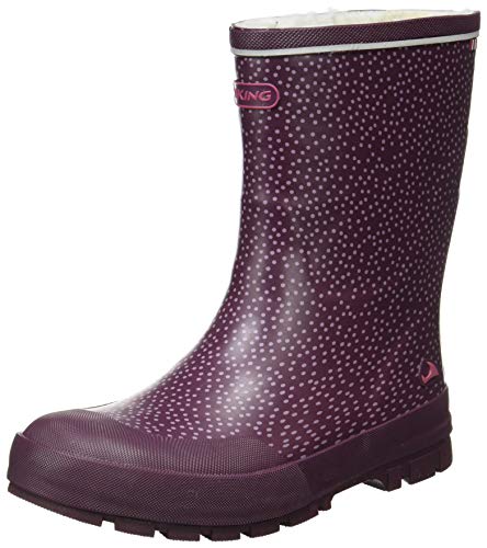 Viking Unisex Kinder Jolly Thermo Print Gummistiefel, Bordeaux, 30 EU von Viking