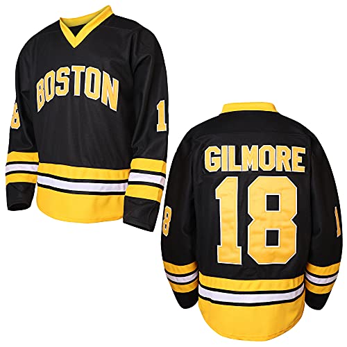 Happy Gilmore #18 Sandler 1996 Film Eishockey Trikot genäht Herren Hockey Jersey Schwarz S-3XL, schwarz, 3X-Groß von villa