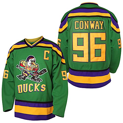 Mighty Ducks Trikot #96 Charlie Conway #99 Adam Banks #33 Greg Goldberg #66 Gordon Bombay Movie Hockey Trikot Wei? Gr?n, 96 Charlie Conway Gr?n, Klein von EETUG