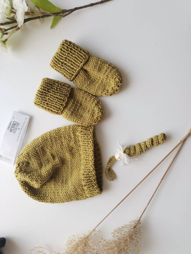 Mützen Set, Baby Wolle Merino Handgestrickt von villamoniquehandmade