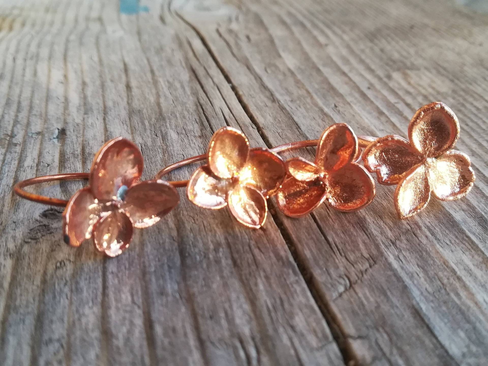 Elektrogeformter Kupfer Hortensien Ring - Handgemacht in Italien von vimade