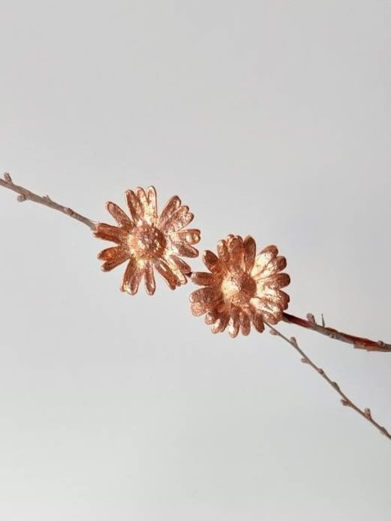 Kupfer Daisy Ohrringe Handgemachte Blüten Schmuck von vimade