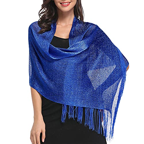 vimate Abendtücher und Wraps für Frauen, Lightweight Royal Blue Sparkling Abendtücher und Wraps für Partykleider (DE-Sapphire Blue) von vimate