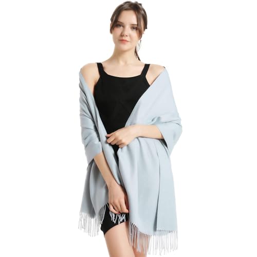 vimate Cashmere Pashmina Schals und Wickel, Damen Soft Kaschmir Pashmina Tücher für alle Jahreszeiten (DE-Silver Grey) von vimate