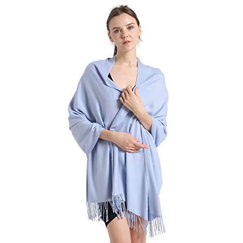 vimate Damen Pashmina Schals und Tücher, Soft Light Blue Kaschmir Pashmina Schals und Tücher (DE-Light Blue) von vimate