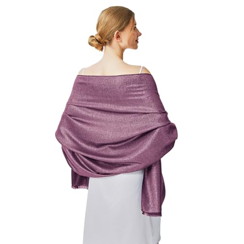 vimate Evening Shawls and Wraps for Evening Dress- Soft Plum Pashmina Shawl Wrap Scarf for Women Wedding (DE-Plum & Gold) von vimate
