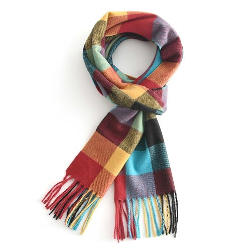 vimate Frauen Multi Color Check Schal, Herbst Winter Long Neck Warm Geschenk Schal (DE-Multi Color Check) von vimate